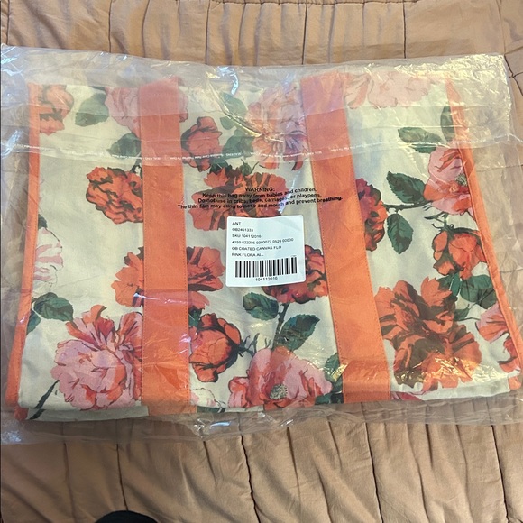 NEW Anthropologie Printed Canvas Flower Tote - Picture 4 of 4